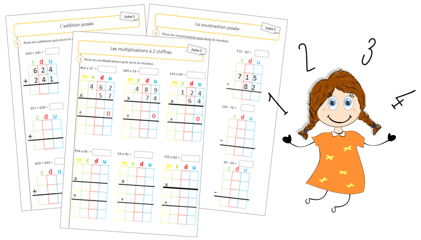 You are currently viewing Fiches de calculs posés : additions, soustractions, multiplications et divisions !
