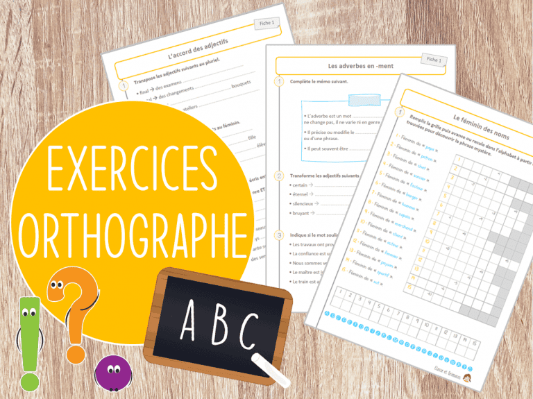 Fiches d'exercices Orthographe - CM1-CM2 - Classe et Grimaces