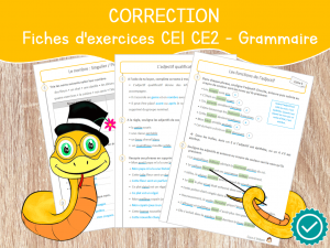 Correction – Fiches d’exercices de Grammaire – CE1-CE2
