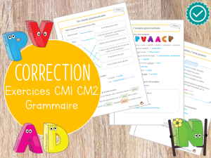 Correction – Fiches d’exercices Grammaire – CM1-CM2