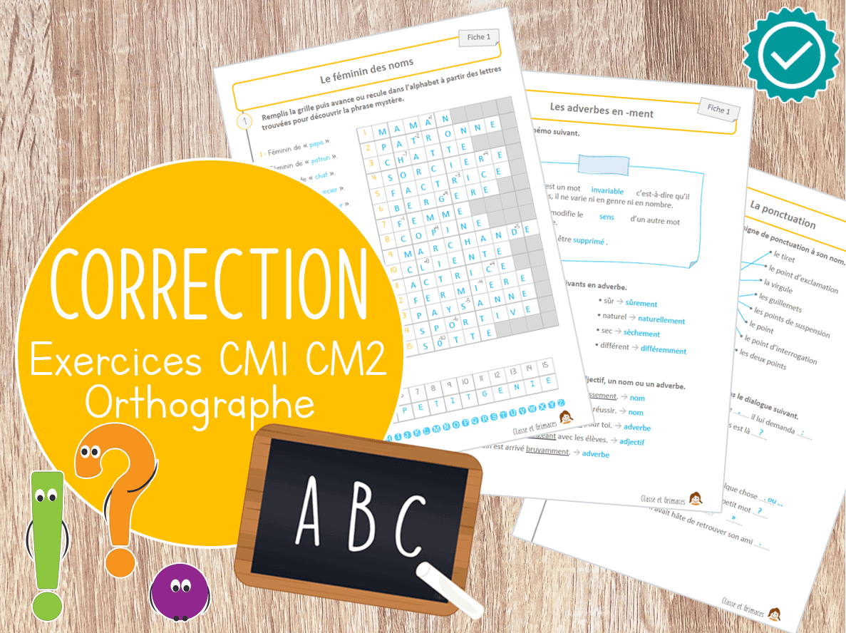 Correction Fiches D exercices D Orthographe CM1 CM2 Classe Et 
